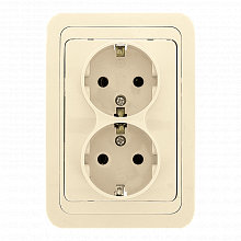 Лондон Розетка 2-местная с заземлением 16А бежевая EKF