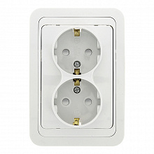 Лондон Розетка 2-местная с заземлением 16А белая с защ. штор. EKF