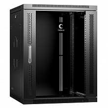 Шкаф телекоммуникационный настенный 19" 15U 600x350x769mm (ШхГхВ) дверь стекло, цвет черный (RAL 9004)