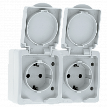 Венеция Розетка 2-местная 16А с заземлением с крышкой IP54 белый с защ. штор. EKF Венеция Розетка 2-местная 16А с заземлением с крышкой IP54 белый с защ. штор. EKF