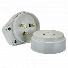 Разъем РШ-ВШ 32А 250В 2P+PE ОУ пластиковый бел. EKF