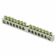 Шина PEN "ноль-земля" (6x9мм) 14 отв. никель крепеж по центру EKF