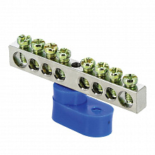 Шина "0" N (6x9мм) 8 отв. никель синий угловой изолятор EKF