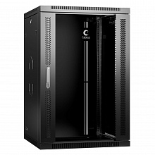 Шкаф телекоммуникационный настенный 19" 18U 600x350x901mm (ШхГхВ) дверь стекло, цвет черный (RAL 9004)