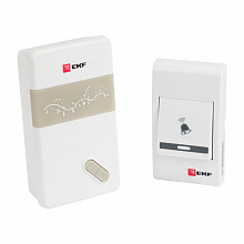 Звонок беспр. на батарейках 002 (бел.-сер. 36 мелод. с индик. 3х1,5В ААA дист. 80м.) EKF