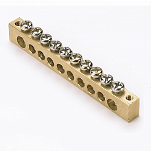 Шина PEN "ноль-земля" (8x12мм) 10 отв. латунь крепеж по краям EKF