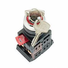 Переключатель АKS-22 черный c замком возвратный NO+NC EKF