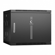 Шкаф телекоммуникационный настенный 19" 9U 600x450x501mm (ШхГхВ) дверь металл, цвет черный (RAL 9004)