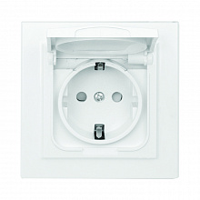 Минск Розетка 1-мест. СП с/з с крышкой 16А бел. с защ. штор. IP44 EKF Минск Розетка 1-мест. СП с/з с крышкой 16А бел. с защ. штор. IP44 EKF