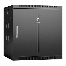 Шкаф телекоммуникационный настенный 19" 12U 600x450x635mm (ШхГхВ) дверь металл, цвет черный (RAL 9004)