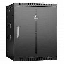 Шкаф телекоммуникационный настенный 19" 15U 600x350x769mm (ШхГхВ) дверь металл, цвет черный (RAL 9004)