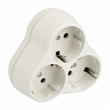 Тройник 3 гн. с/з кругл. бел. 16А 250В EKF