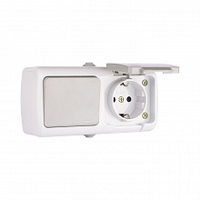 Мурманск Блок  роз. 1-м 16А с зазем.с кр. + 1-кл выкл IP54 сер.  EKF