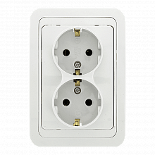 Лондон Розетка 2-местная с заземлением 16А белая EKF
