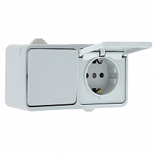 Прага Блок роз.-выкл. 1-кл. 16А с/з с крышкой IP44 бел. EKF