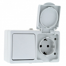 Венеция Блок роз.-выкл. 1-кл. 16А с/з с крышкой IP54 бел. с защ. штор. EKF Венеция Блок роз.-выкл. 1-кл. 16А с/з с крышкой IP54 бел. с защ. штор. EKF