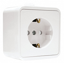 Прага Розетка 1-местная 16А с заземлением IP44 белая с защ. штор. EKF