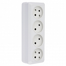 Рим Розетка 4-местная 10А без заземления  белая EKF Рим Розетка 4-местная 10А без заземления  белая EKF