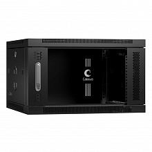 Шкаф телекоммуникационный настенный 19" 6U 600x450x368mm (ШхГхВ) дверь стекло, цвет черный (RAL 9004)