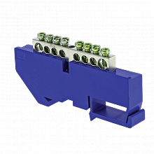 Шина "0" N (6x9мм) 8 отв. никель синий изолятор на DIN-рейку EKF