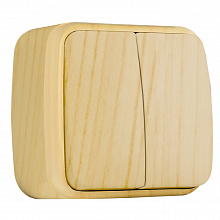 Минск Выключатель 2-клавишный ОП 10А светлое дерево EKF