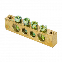 Шина PEN "ноль-земля" (6x9мм) 4 отв. латунь крепеж по краям EKF