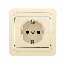 Лондон Розетка 1-местная с заземлением 16А бежевая EKF