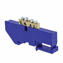 Шина "0" N (6x9мм) 4 отв. латунь синий изолятор на DIN-рейку EKF Шина "0" N (6x9мм) 4 отв. латунь синий изолятор на DIN-рейку EKF