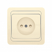 Лондон Розетка 1-местная без заземления 10А бежевая с защ. штор. EKF