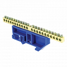 Шина "0" N (6x9мм) 22 отв. латунь синий изолятор на DIN-рейку EKF Шина "0" N (6x9мм) 22 отв. латунь синий изолятор на DIN-рейку EKF