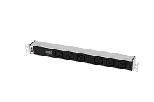 Блок розеток Rem-32 с амп., 6 IEC 60320 C19, 32А, алюм., 19", колодка, R-32-6C19-Am-440-K