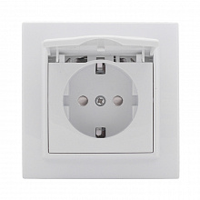Минск Розетка 1-местная СП с/з с крышкой 16А белая с защ. штор. EKF