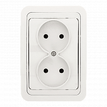 Лондон Розетка 2-местная без заземления 10А белая EKF