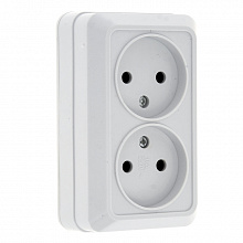 Рим Розетка 2-местная 10А без заземления белая EKF