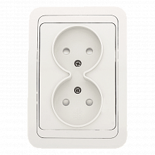 Лондон Розетка 2-местная без заземления 10А белая с защ. штор. EKF