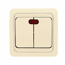 Лондон Выключатель 2-клавишный с индикатором 10А бежевый EKF