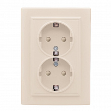 Минск Розетка 2-мест. СП с/з 16А бежевый с защ. штор. EKF