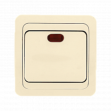 Лондон Выключатель 1-клавишный с индикатором 10А бежевый EKF