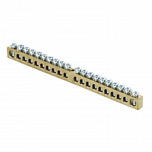 Шина PEN "ноль-земля" (6x9мм) 20 отв. латунь крепеж по центру EKF Шина PEN "ноль-земля" (6x9мм) 20 отв. латунь крепеж по центру EKF