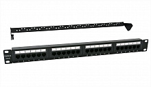 Патч-панель 19" (1U), 24 портов RJ-45, категория 6, Dual IDC, с задним кабельным организатором

<ul>
<li>Стандартный размер 19" для монтажа в стойки и шкафы</li>
<li>Подключение одножильного кабеля диаметром 22-26 AWG</li>
<li>Высота 1U</li>
<li>Горизонтальный тип заделки</li>
</ul>
