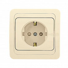 Лондон Розетка 1-местная с заземлением 16А бежевая с защ. штор. EKF