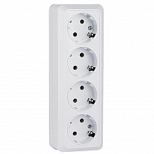 Рим Розетка 4-местная 16А с заземлением белая EKF Рим Розетка 4-местная 16А с заземлением белая EKF