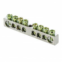 Шина PEN "ноль-земля" (6x9мм) 8 отв. никель крепеж по центру EKF