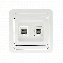 Лондон Розетка Phone 2-местная белая EKF