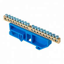 Шина "0" N (6x9мм) 18 отв. латунь синий изолятор на DIN-рейку EKF Шина "0" N (6x9мм) 18 отв. латунь синий изолятор на DIN-рейку EKF
