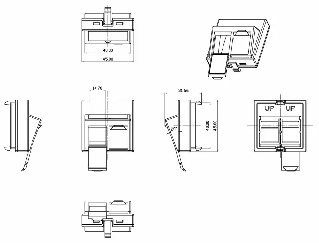 Hyperline SIP2A-2K-M45-45