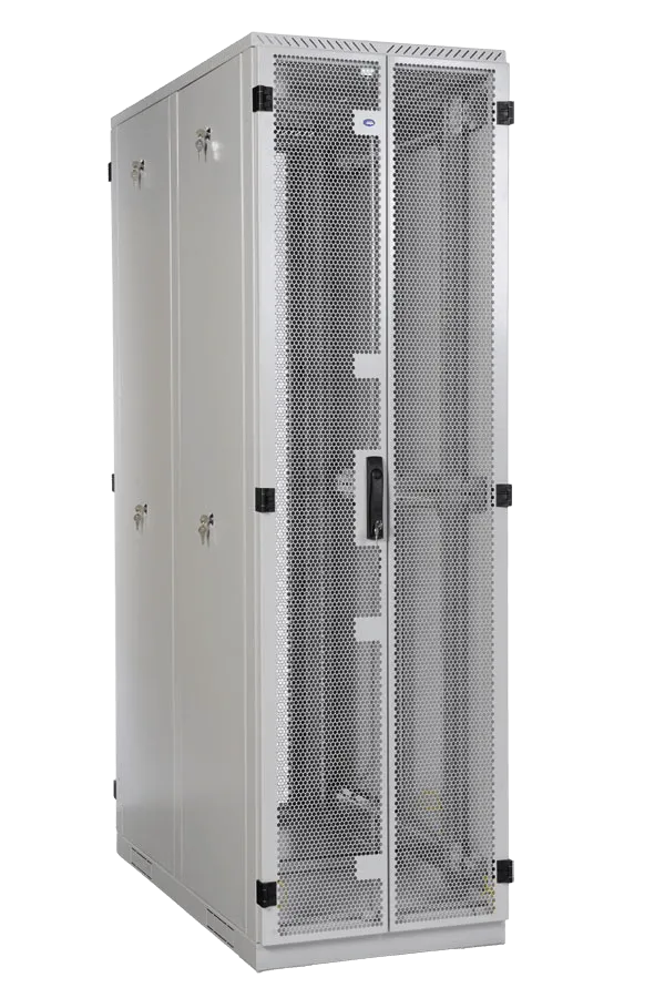 Шкаф серверный напольный 45U (800 × 1000) дверь перфорированная, задние двойные перфорированные