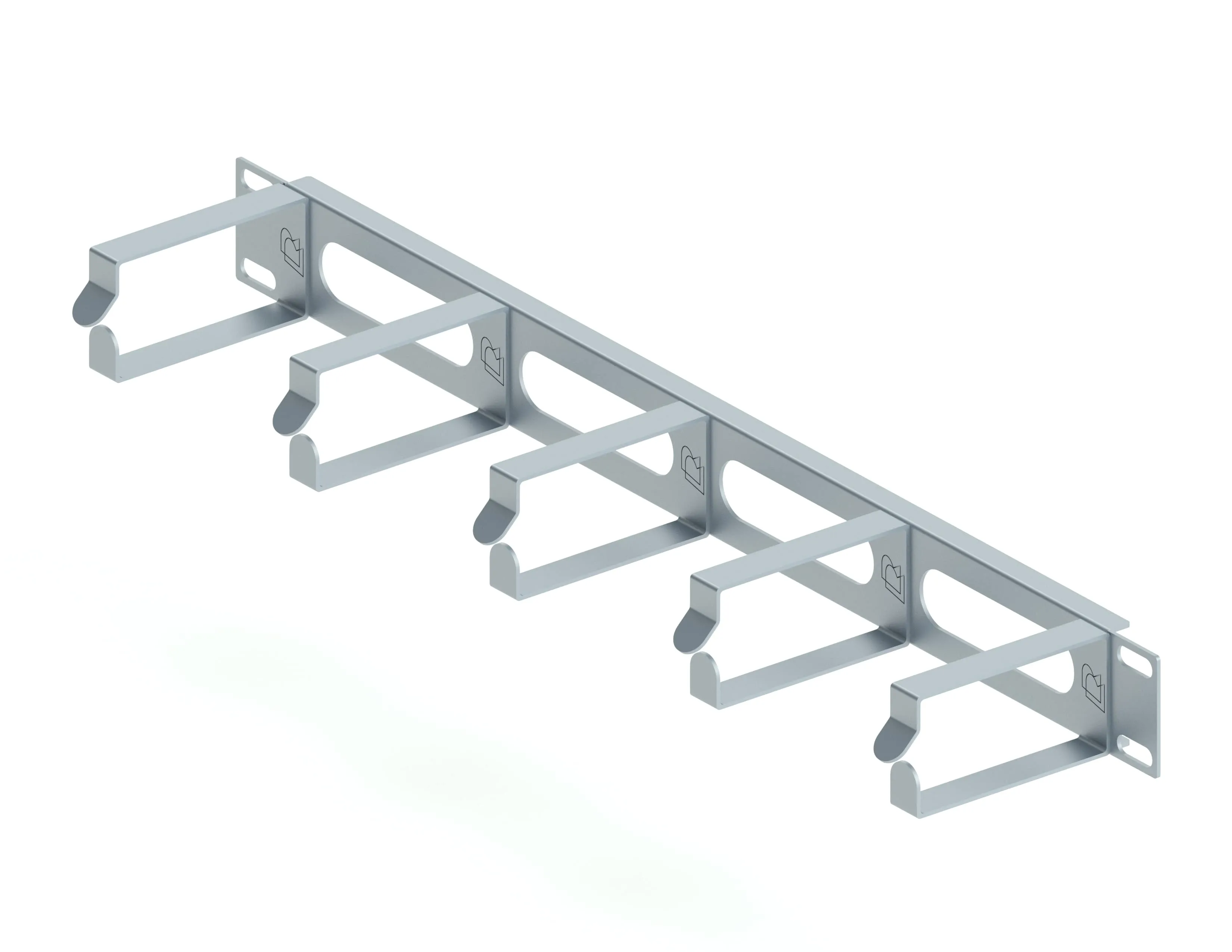 Кабельный организатор горизонтальный с окнами, 19", 1U, 5 колец, серый RUSRACK 