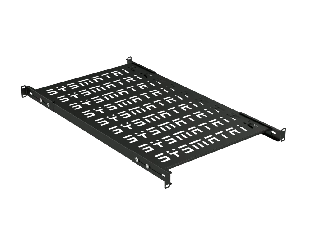 SYSMATRIX SH 7004.900 Полка SMART универсальная 19" перфорированная, площадка 700 мм (регулировка направляющих от 620 мм до 780 мм) для напольных и настенных шкафов, цвет черный (RAL 9004) SYSMATRIX SH 7004.900 Полка SMART универсальная 19" перфорированная, площадка 700 мм (регулировка направляющих от 620 мм до 780 мм) для напольных и настенных шкафов, цвет черный (RAL 9004)