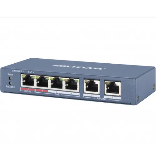 Коммутатор Hikvision DS-3E0106HP-E (100 Base-TX (100 мбит/с), Без SFP портов)